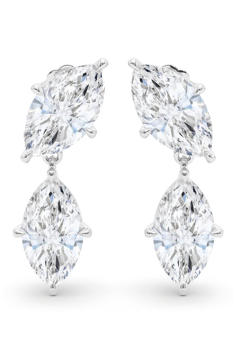 Lab Grown Diamond Twin Marquise Cut Drop Earrings, Alternate, color, 18K WHITE GOLD