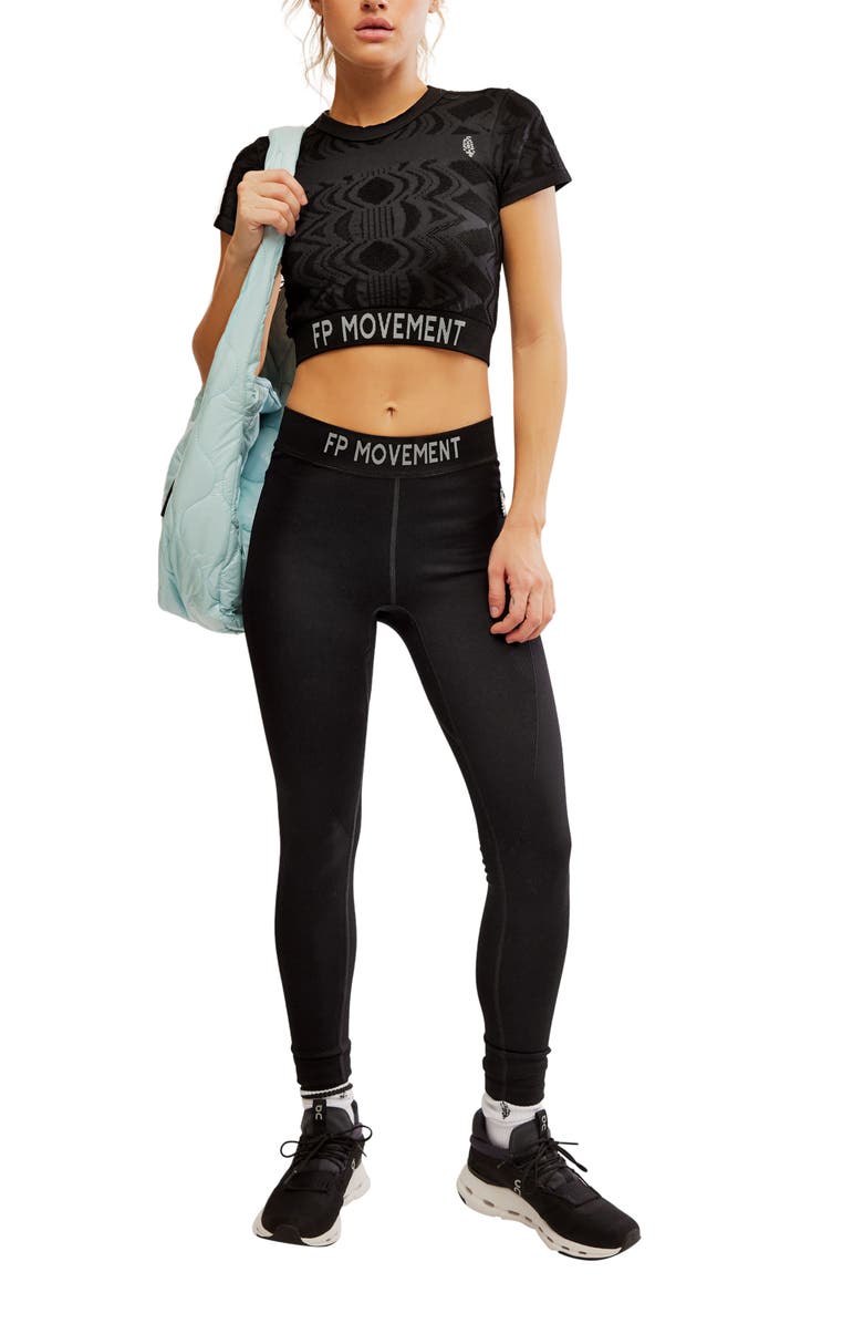 Free People FP Movement Long Haul Leggings, Alternate, color, Black