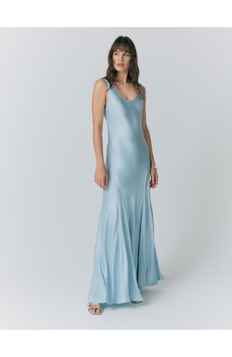 Ghost London Willow Satin Maxi Sip Dress, Main, color, Light Blue