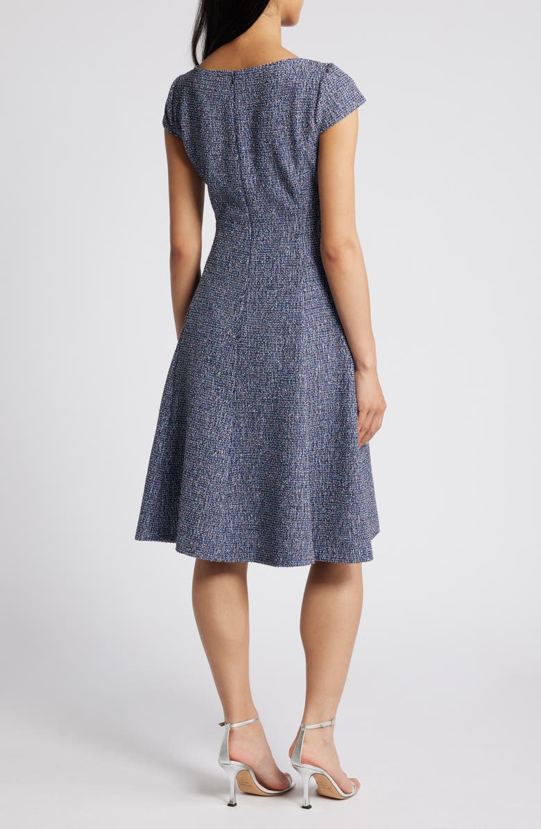 Eliza J Cap Sleeve Tweed Fit & Flare Dress, Alternate, color,