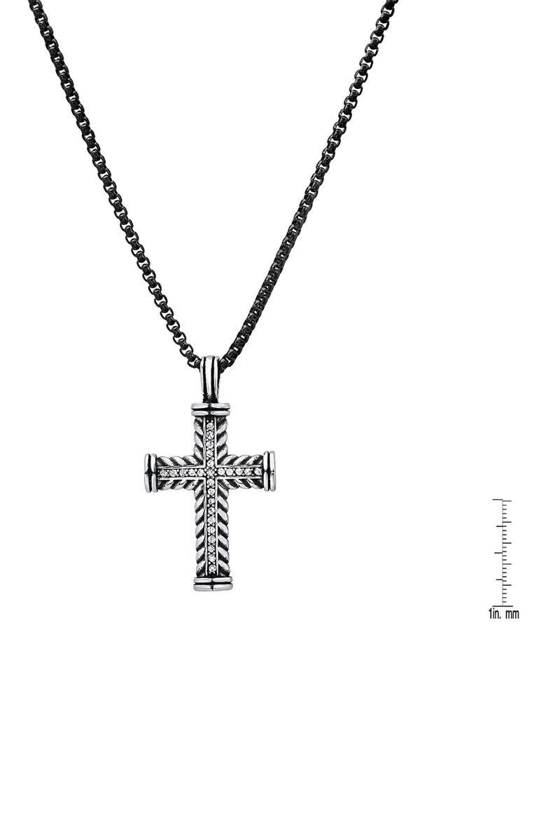 Men's Two-Tone Stainless Steel Crystal Cross Pendant Necklace, Alternate, color, TWO TONE