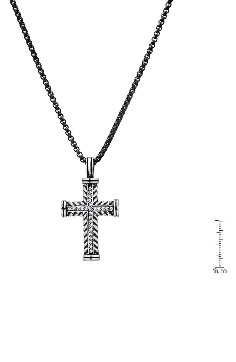HMY JEWELRY Men's Two-Tone Stainless Steel Crystal Cross Pendant Necklace, Alternate, color, Two Tone