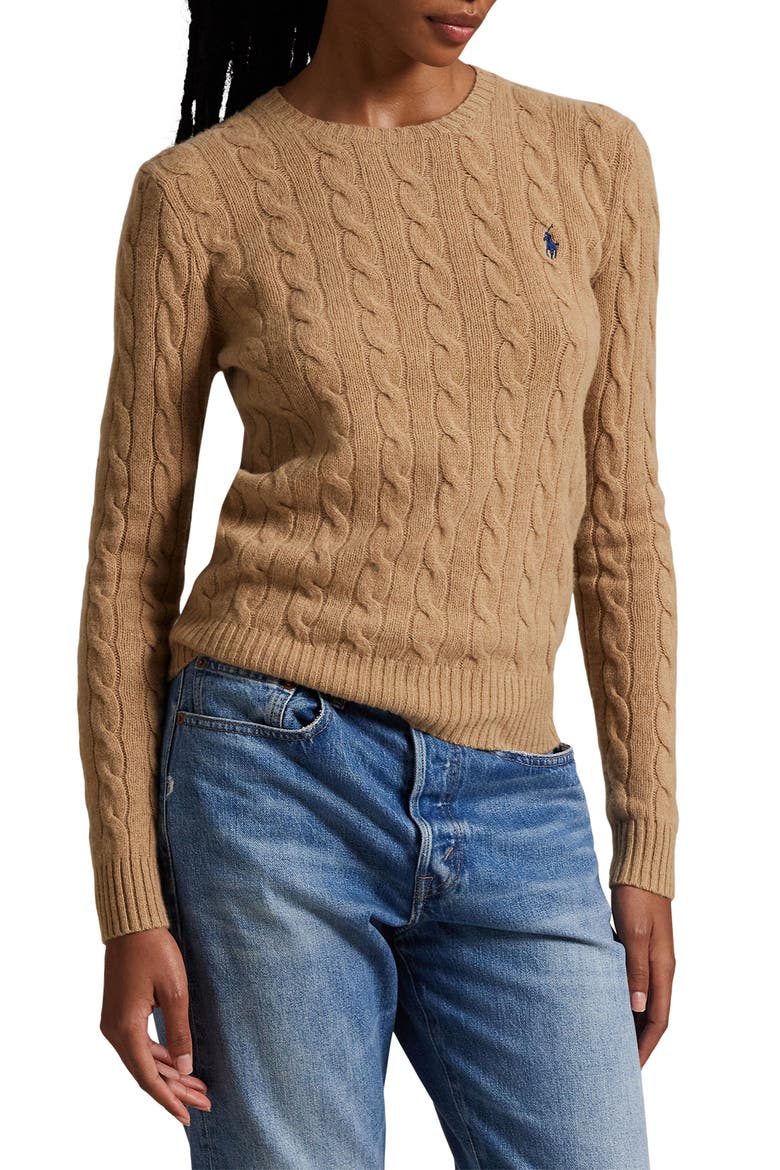 Cable Knit Wool & Cashmere Sweater, Main, color, COLLECTION CAMEL MELANGE
