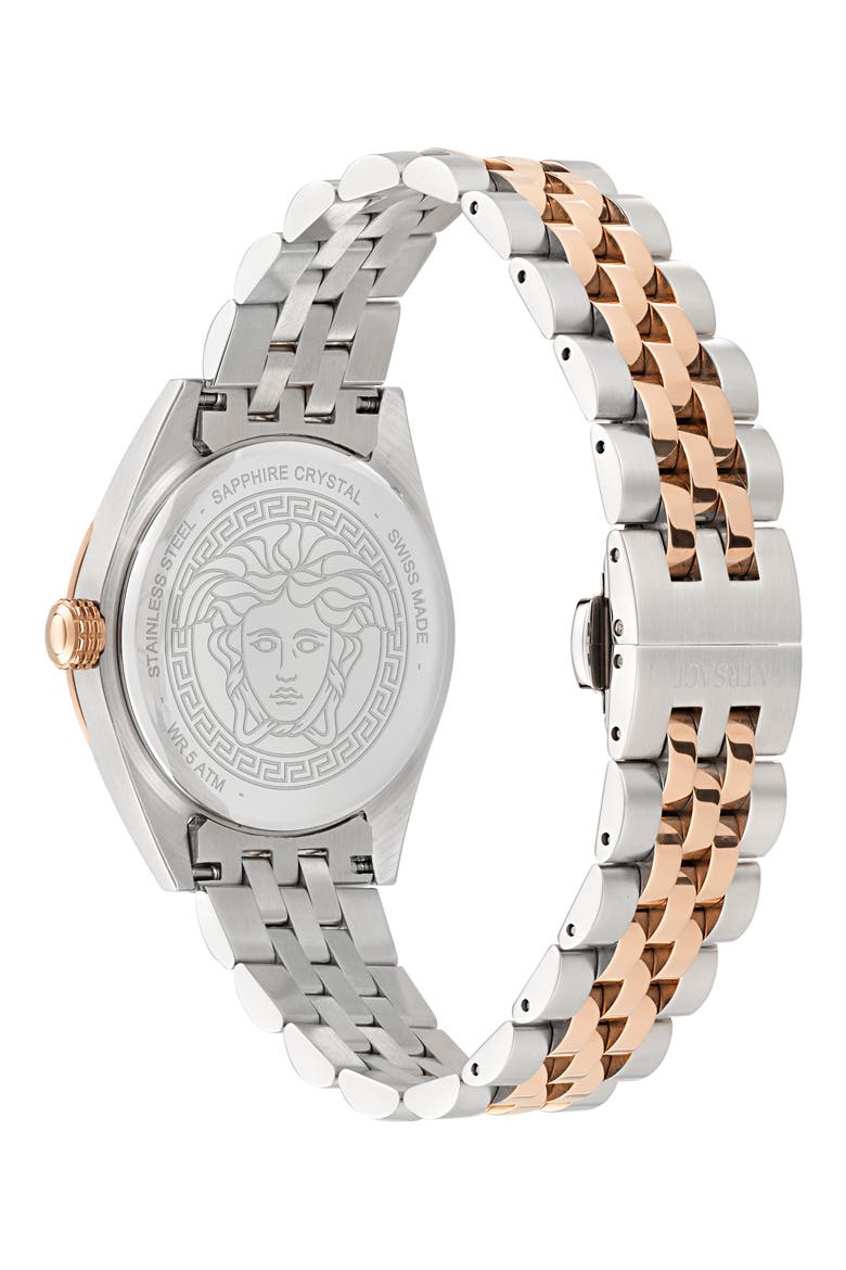 V-Code Bracelet Watch, 36mm, Alternate, color, SILVER/ ROSE GOLD