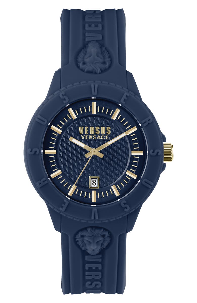 VERSUS Versace Women's Tokyo Pink Dial Silicone Strap Sport Watch, 42mm, Main, color, Blue