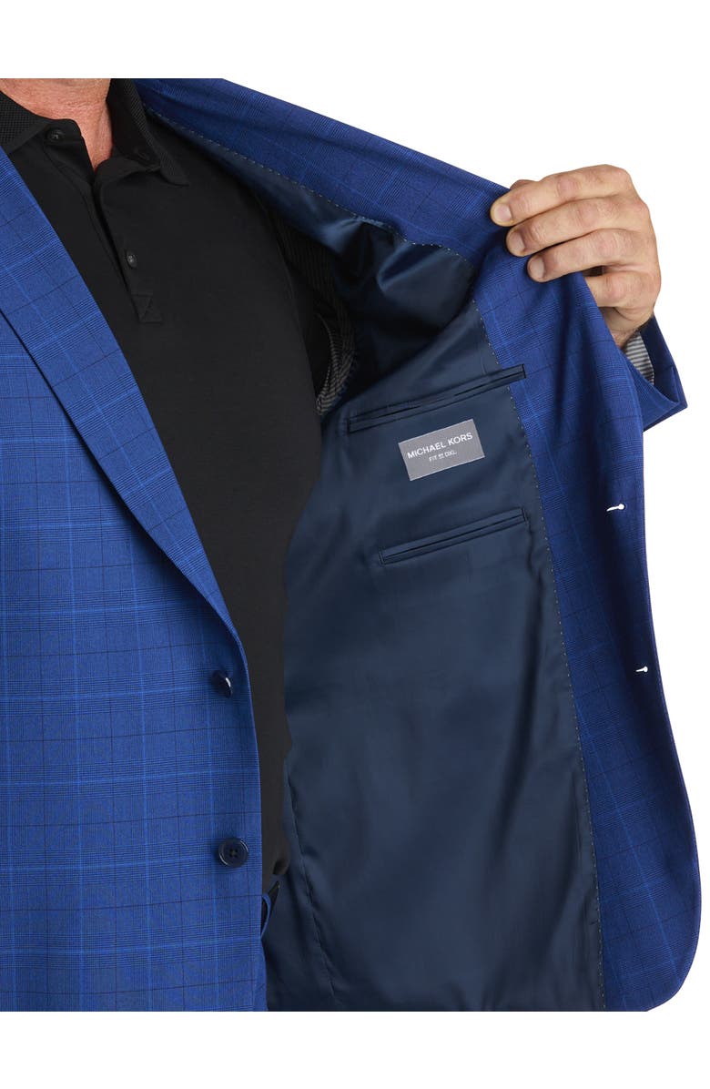 Michael Kors Big & Tall Windowpane Suit Jacket, Alternate, color, Blue