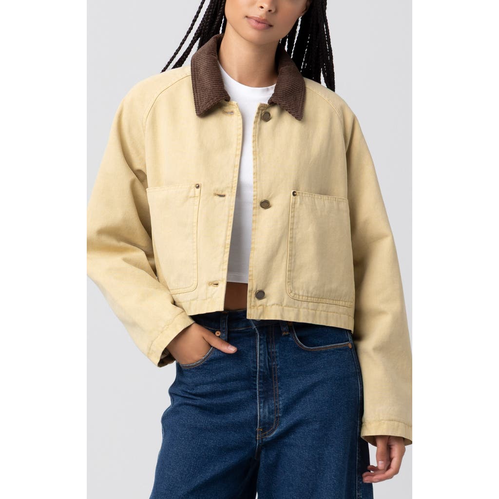 Blanknyc Crop Cotton Twill Jacket In Brown