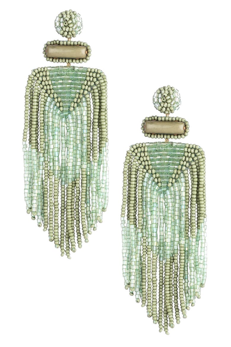 Jody Fringe Drop Earrings, Main, color, OLIVE