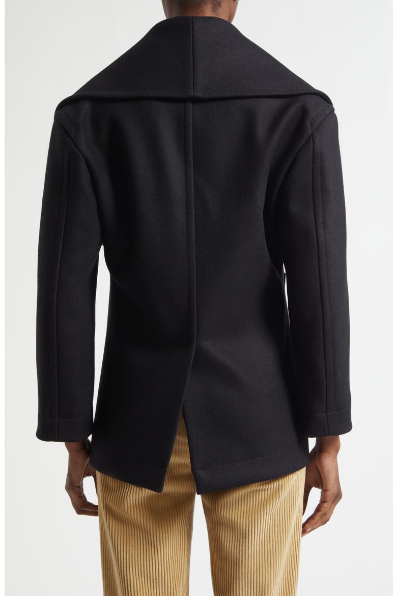 Stretch Wool Blend Felt Double Breasted Coat, Alternate, color, 1000 BLACK