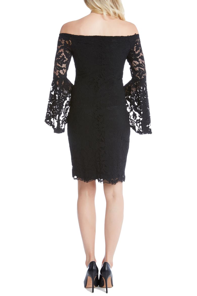 Samantha Lace Off the Shoulder Sheath Dress, Alternate, color, BLACK/ BLACK