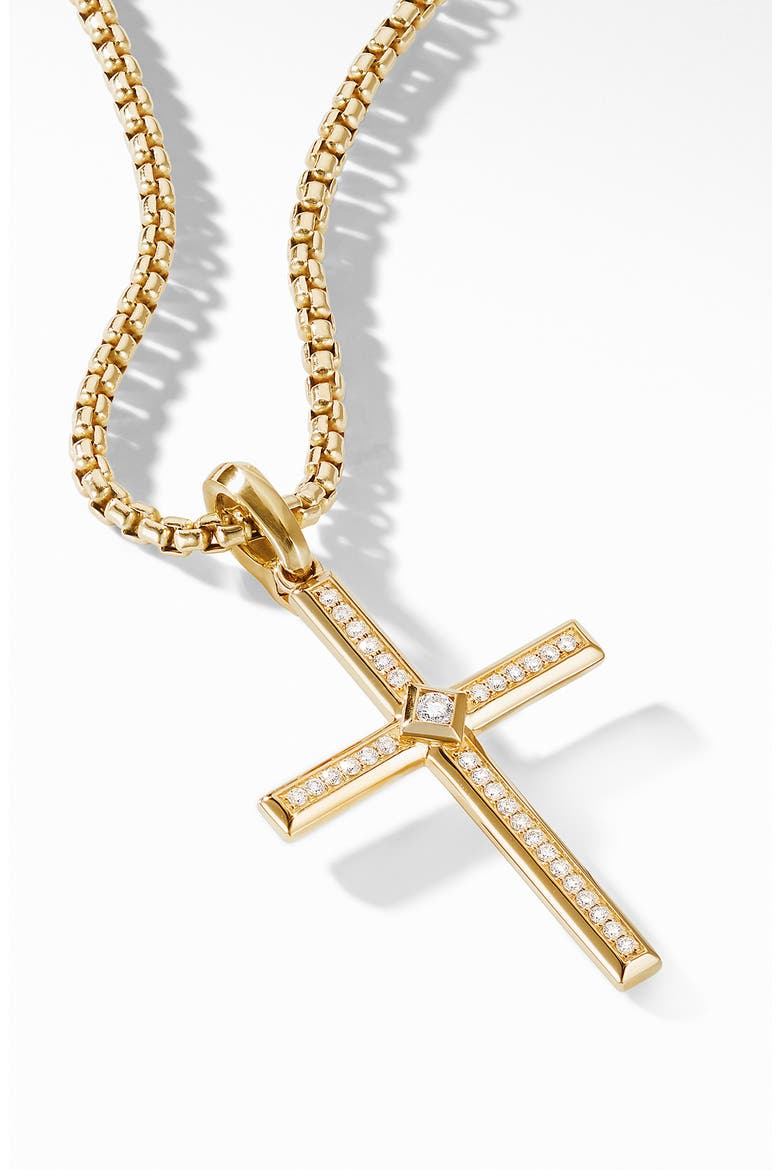 Modern Renaissance Cross Pendant in 18K Yellow Gold with Diamonds, Alternate, color, YELLOW GOLD/ DIAMOND