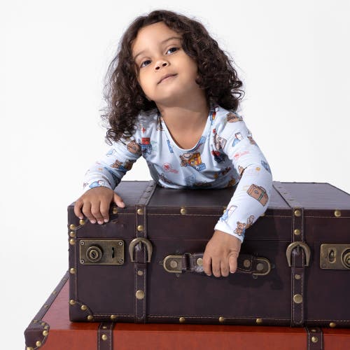 Bellabu Bear Kids' Vintage Suitcases Set Of 2 Piece Pajamas In Blue