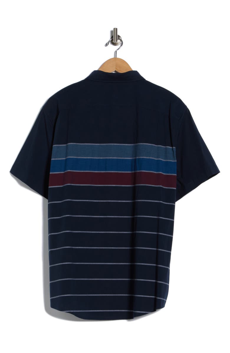 Original Penguin Short Sleeve Stretch Poplin Button-Up Shirt, Alternate, color, Dark Sapphire