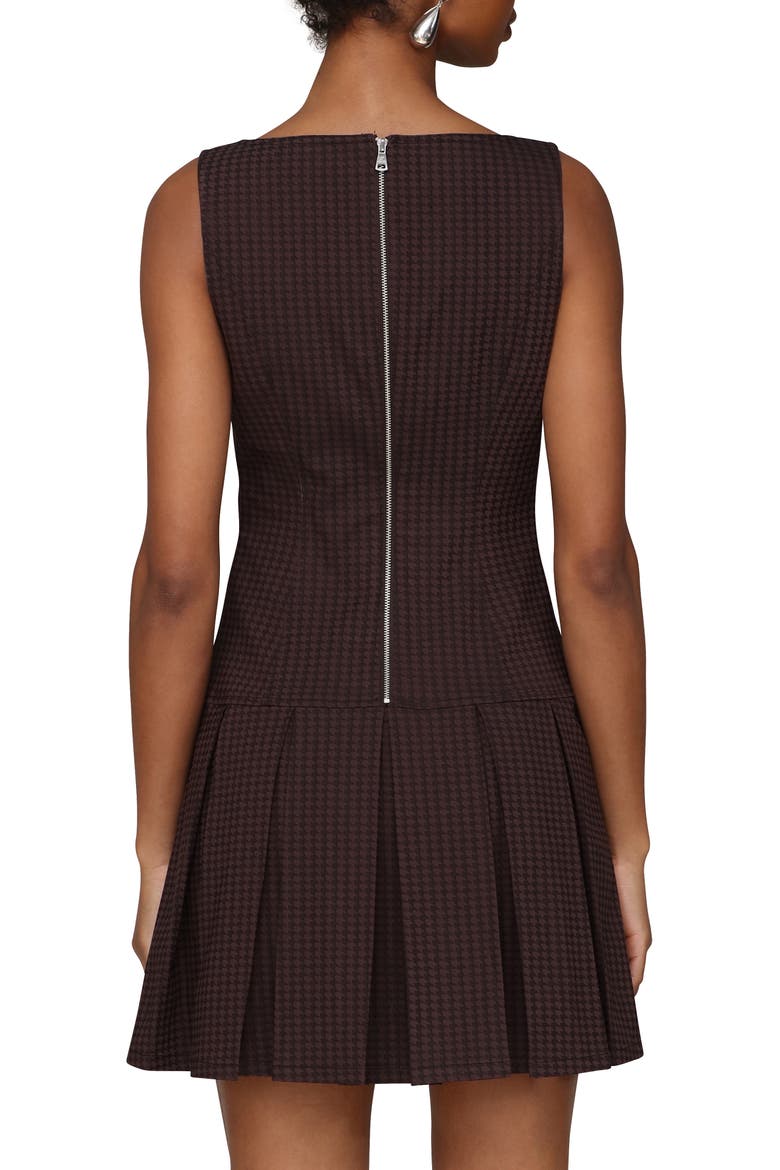 Pleated Boat Neck Minidress, Alternate, color, BLACK AND BROWN