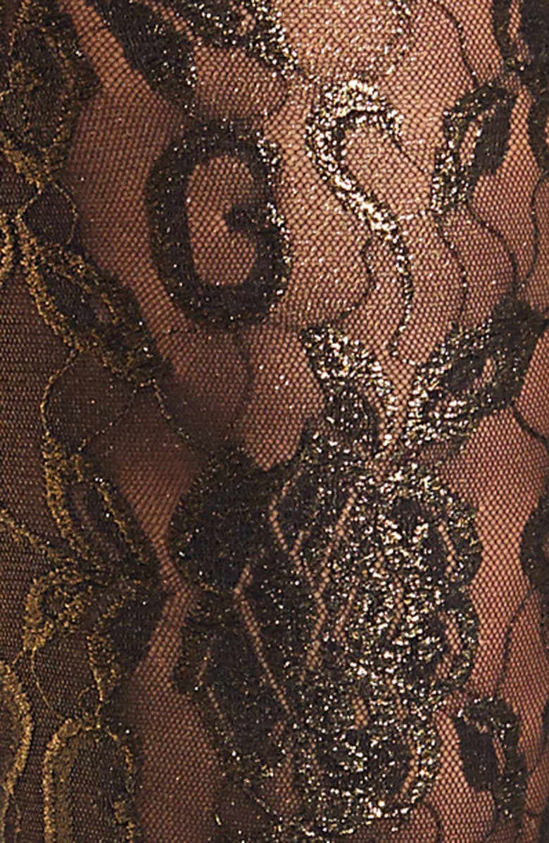 Gucci Floral Metallic Tights, Alternate, color,