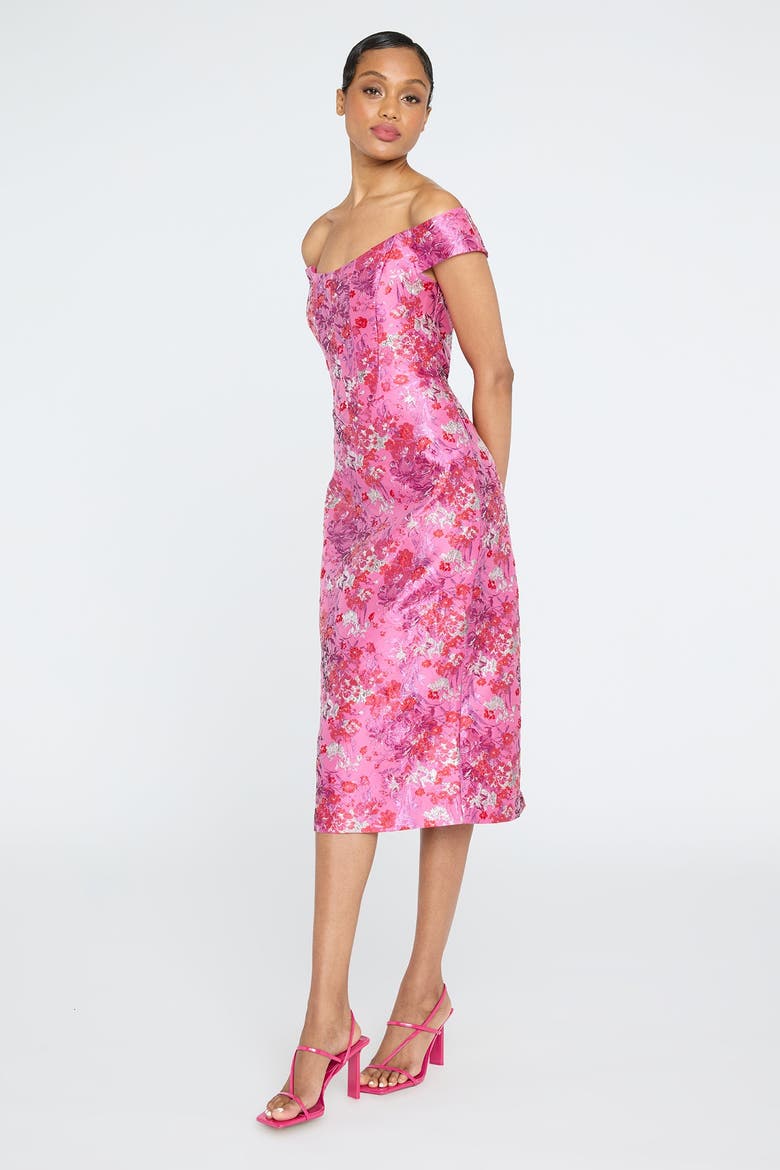 Chantel Off Shoulder Dress, Alternate, color, Sweetheart Pink/Poppy