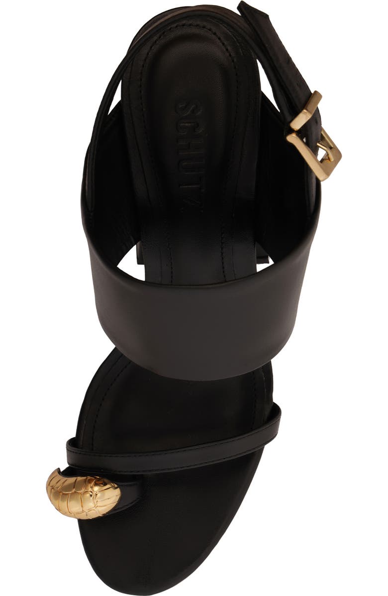 Schutz Mandy Ankle Strap Block Heel Sandal, Alternate, color, Black