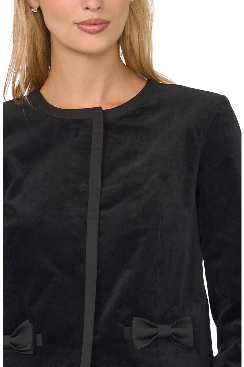 Bow Detail Collarless Jacket, Alternate, color, RICH BLACK