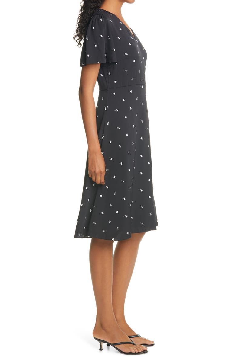 Nordstrom Signature Flutter Sleeve Stretch Silk Dress, Alternate, color, 