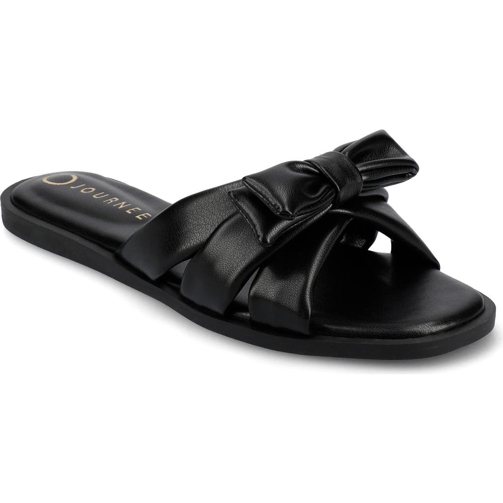 Journee Collection Prylin Bow Slide Sandal In Black