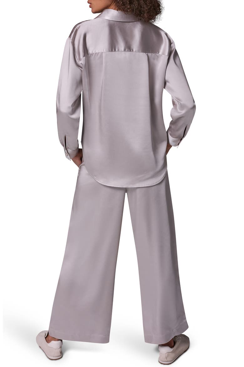 Satin Button Front Shirt, Alternate, color, VAPOR
