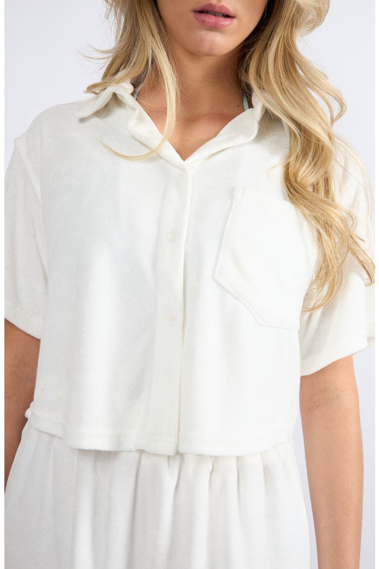 The Terry Button-Up Shirt, Alternate, color, WHITE
