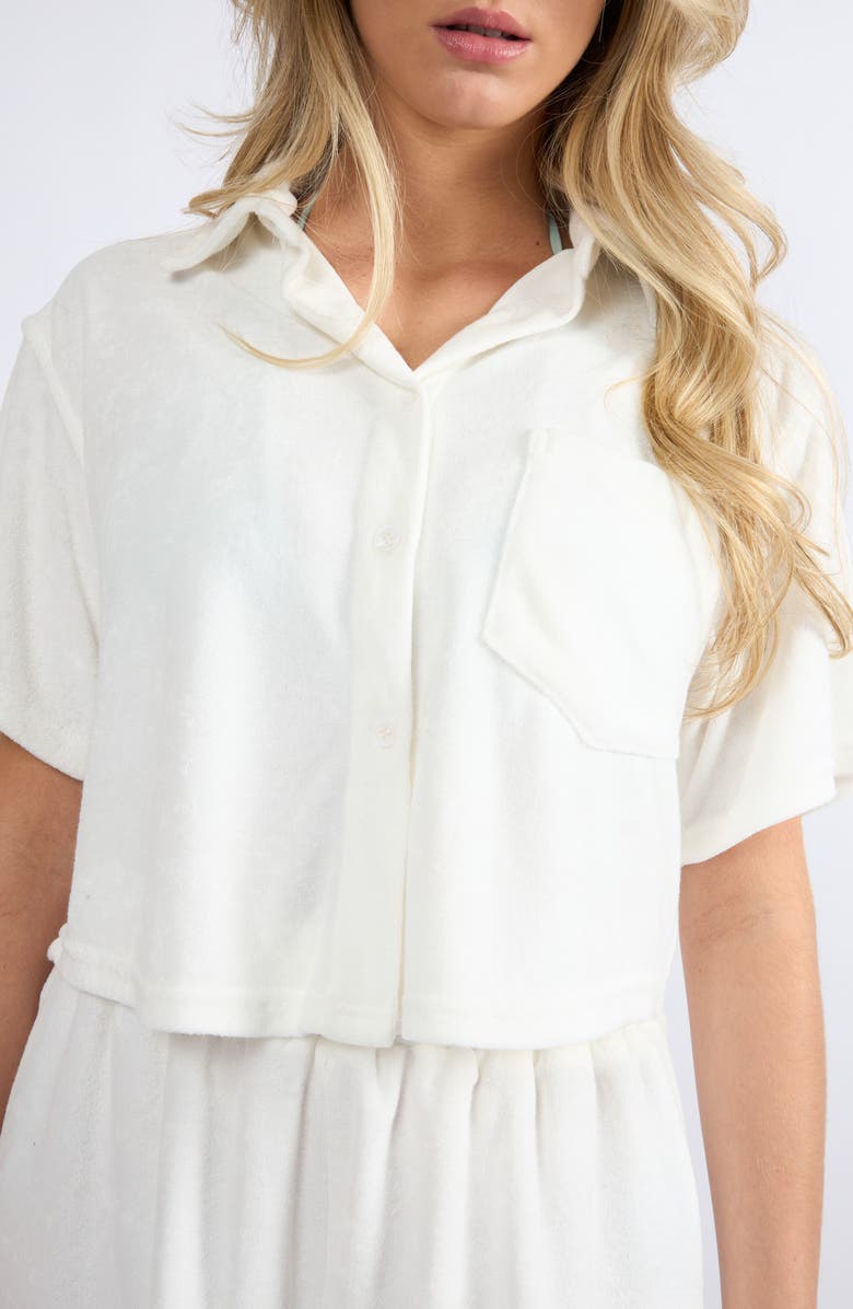 Viens Avec Moi The Terry Button-Up Shirt, Alternate, color, White
