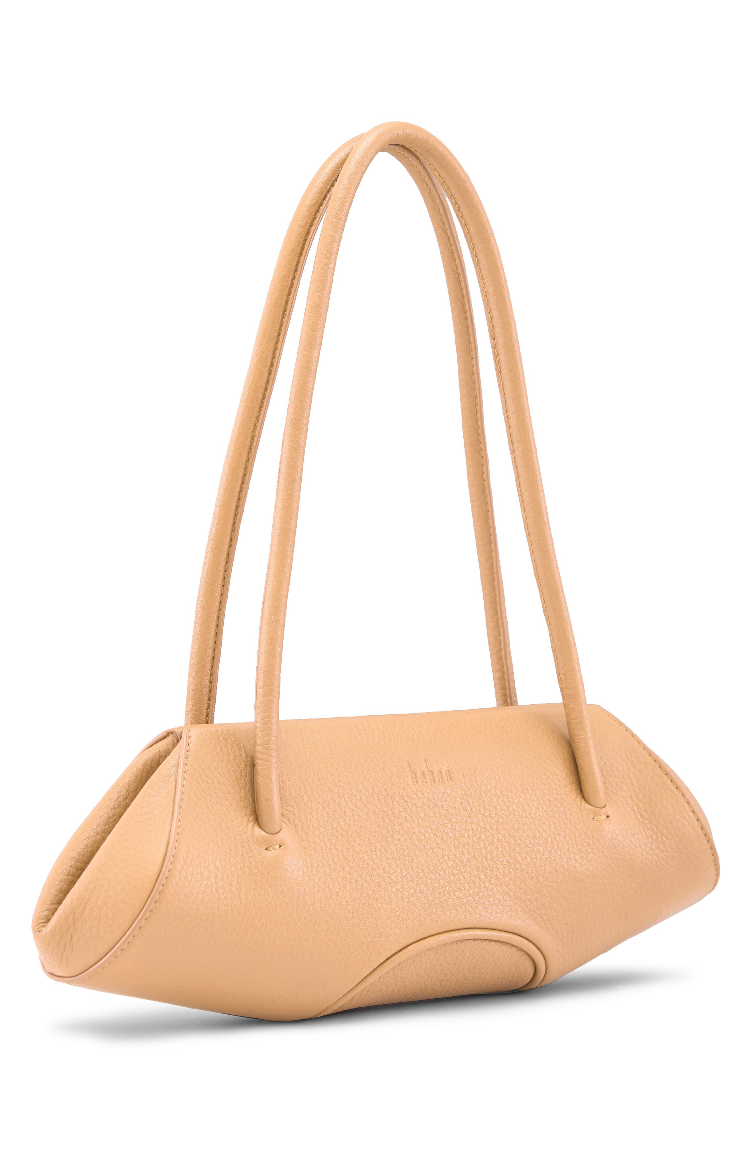 behno Mini Elizabeth Baguette Pebble Leather Shoulder Bag, Alternate, color, Peach
