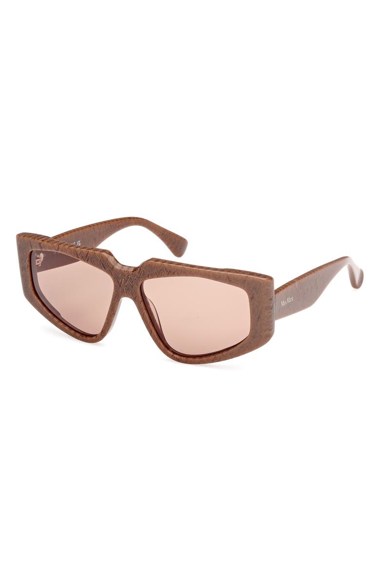 Max Mara 58mm Geometric Sunglasses, Alternate, color, Brown Chevron / Light Brown