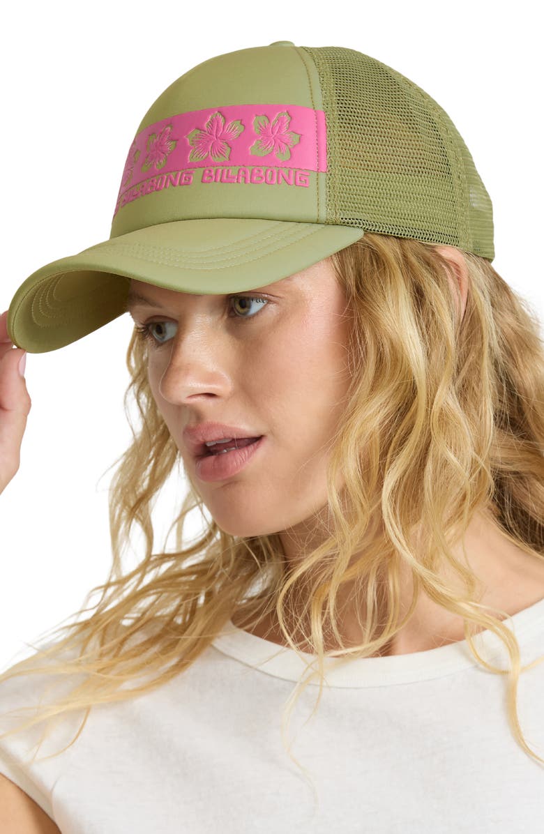 Billabong Across Waves Trucker Hat, Alternate, color, Cactus