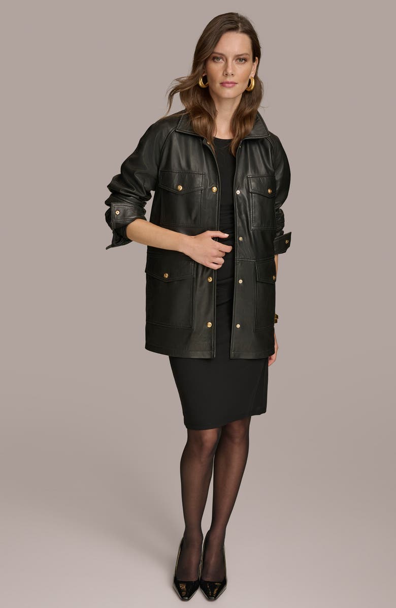 Donna Karan New York Leather Field Jacket, Alternate, color, 