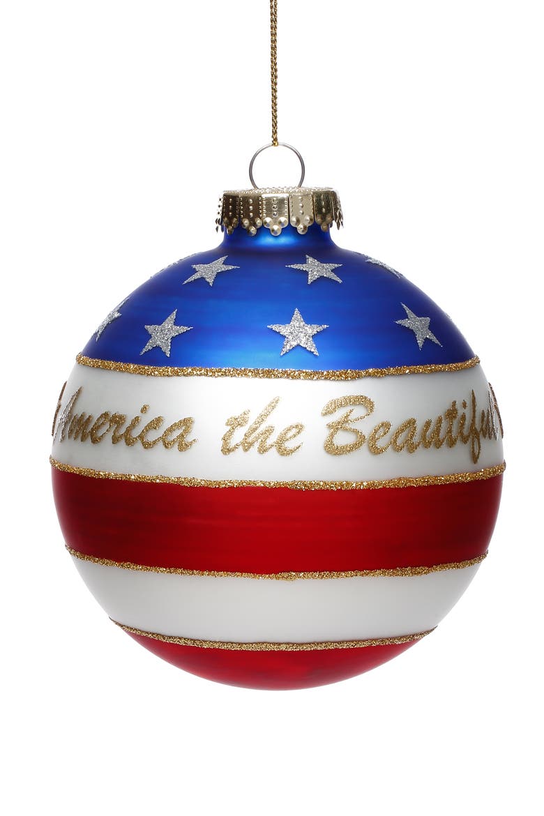 Patriotic Ball Ornament, Box of 6, Main, color, Red