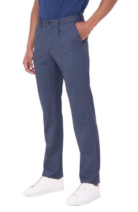 Pleated Wool Blend Travel Pants