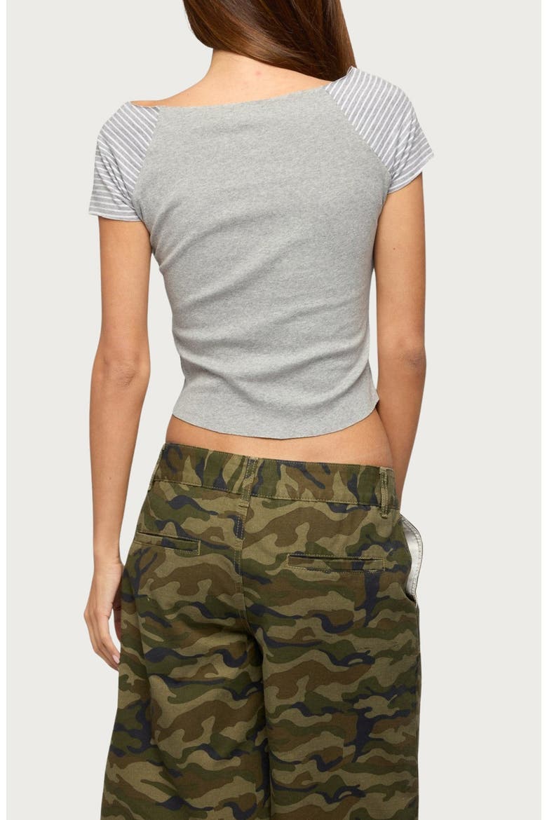 Marina Stripe Raglan Sleeve T-Shirt, Alternate, color, GRAY-MELANGE