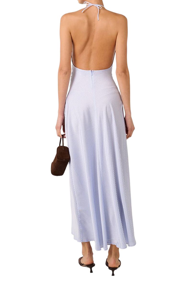 WeWoreWhat Halter Tie Neck Maxi Dress, Alternate, color, Classic Blue Ml