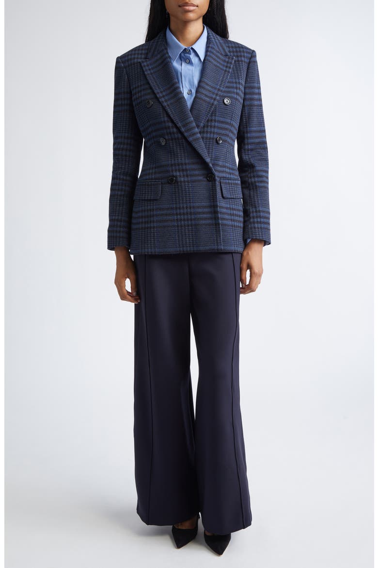 Bisso Plaid Cotton & Wool Double Breasted Blazer, Alternate, color, CHINA BLUE