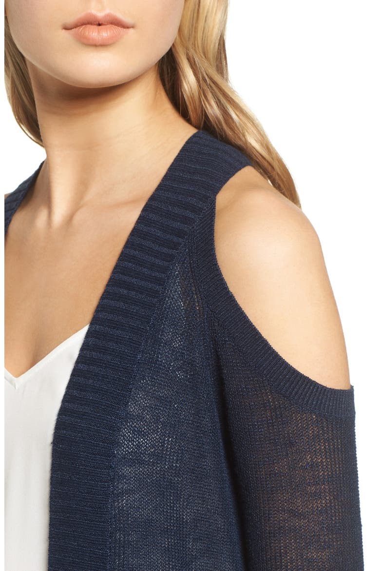 Cold Shoulder Cardigan, Alternate, color, NAVY BLAZER