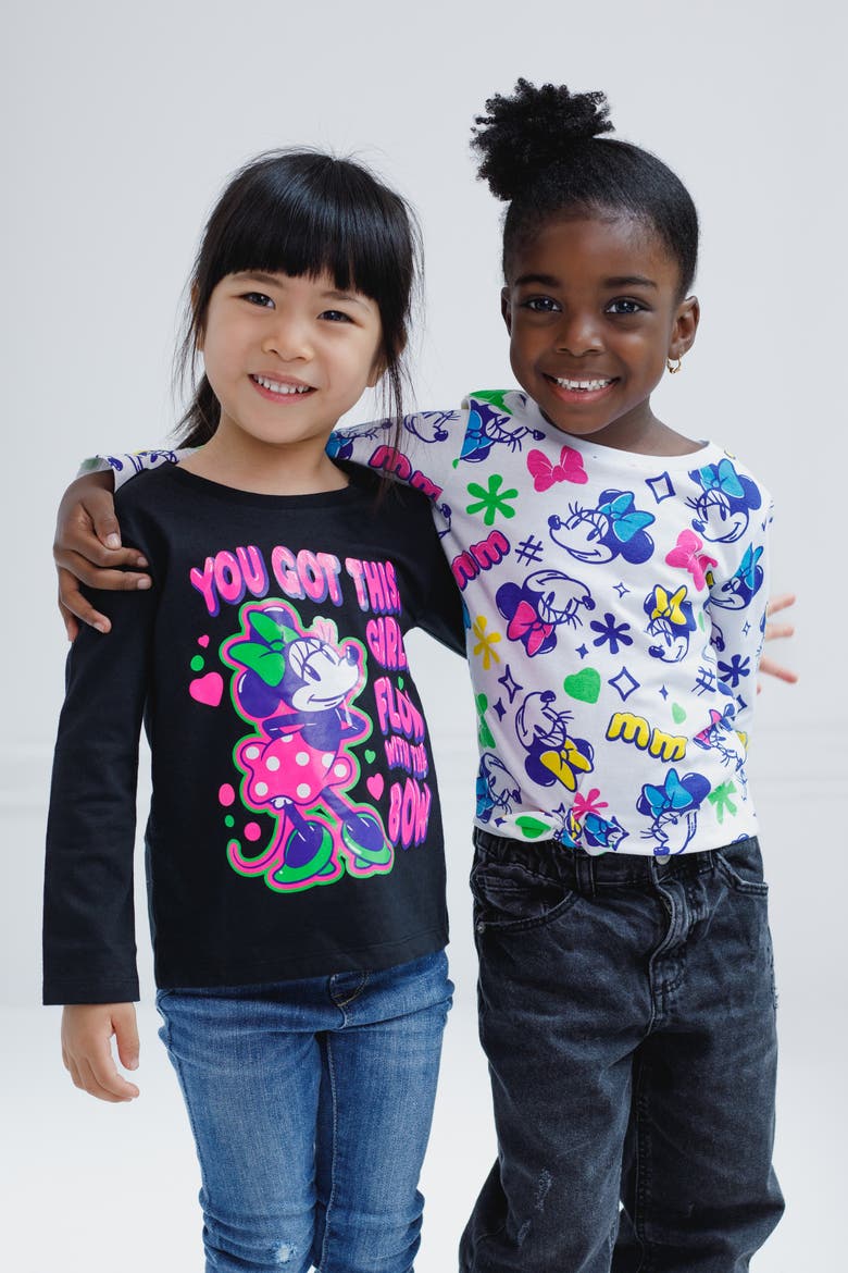 Minnie Mouse 2-Piece Long Sleeve T-Shirt Set, Alternate, color, Black White Minnie