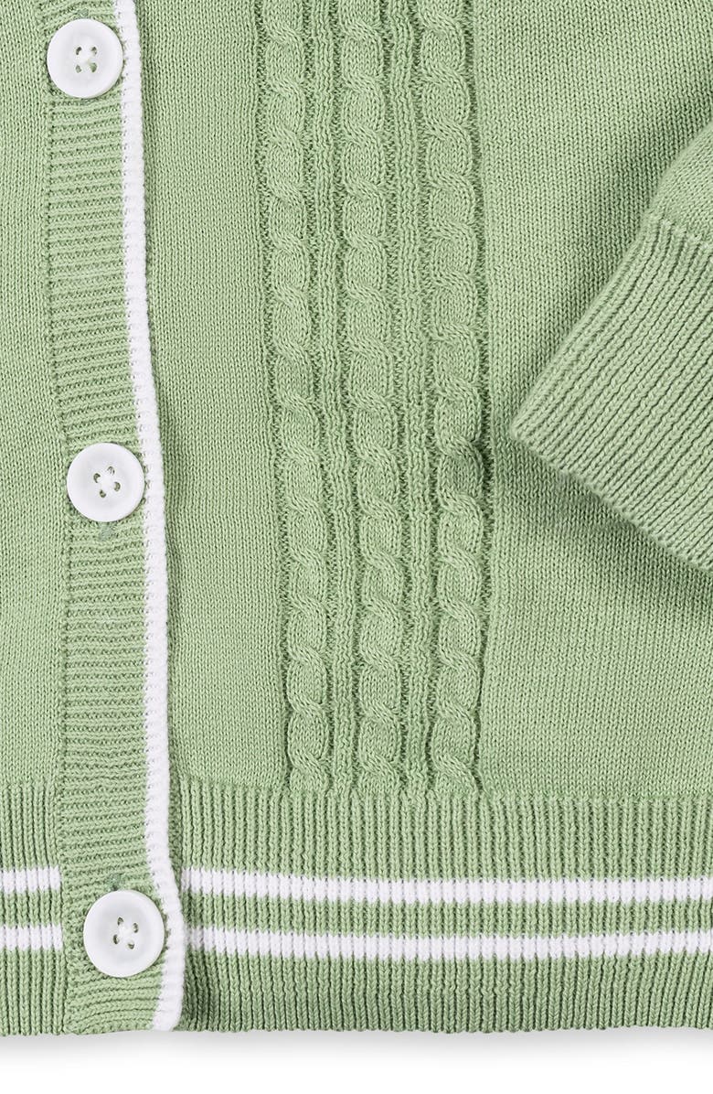 Hope & Henry Kids' Organic Cable Cardigan Sweater with Tipping, Alternate, color, Soft Green