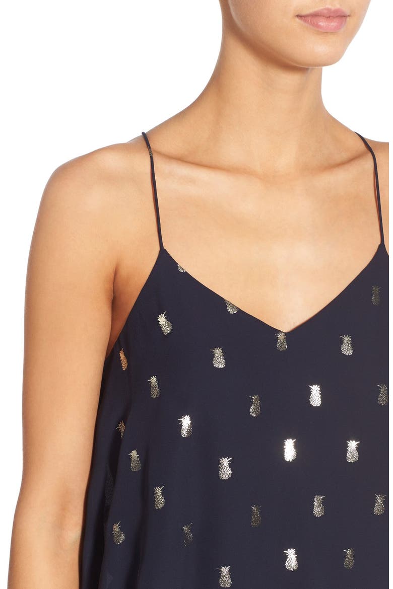 'Ella' Print Popover Dress, Alternate, color, METALLIC PINEAPPLE