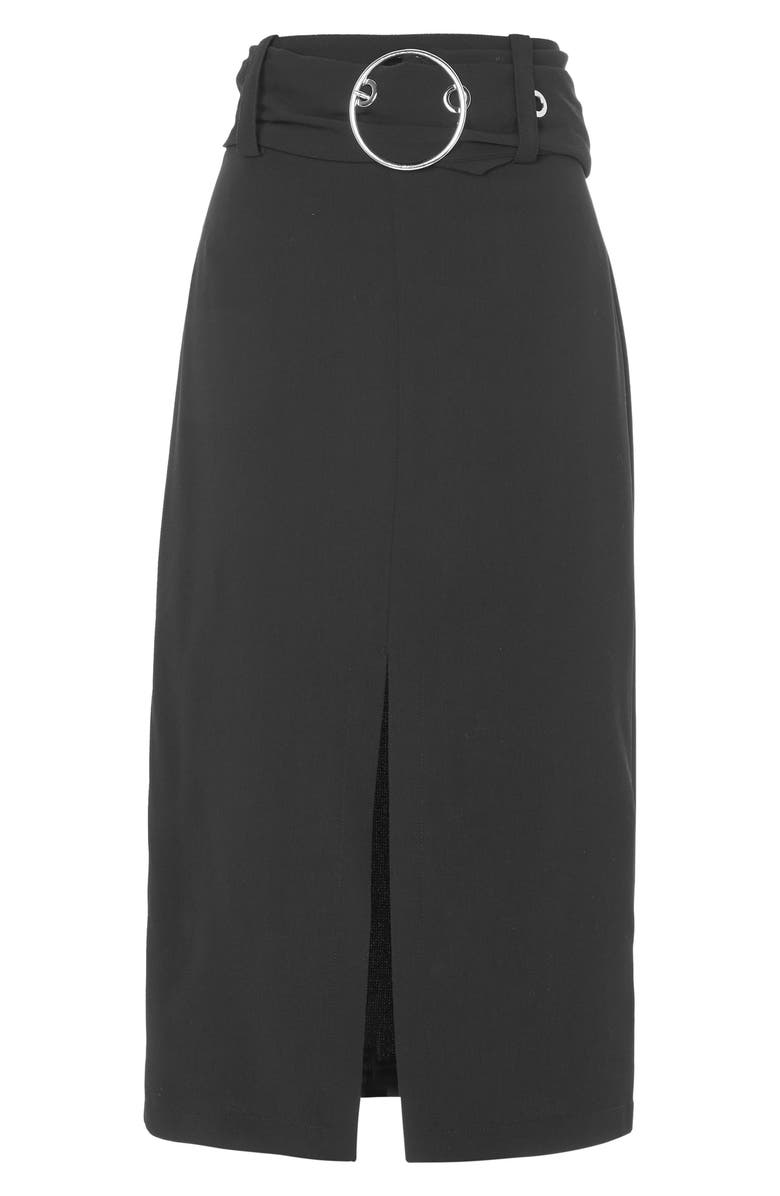 Topshop Ring Buckle Midi Skirt, Alternate, color, 