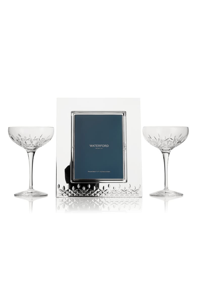 Waterford Lismore Essence Crystal Picture Frame & Coupés Set, Main, color, 