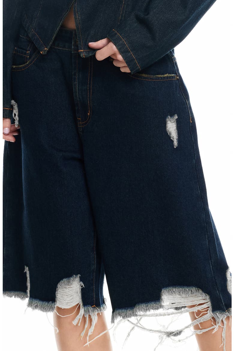 Banks Ripped Denim Bermuda Shorts, Alternate, color, INDIGO
