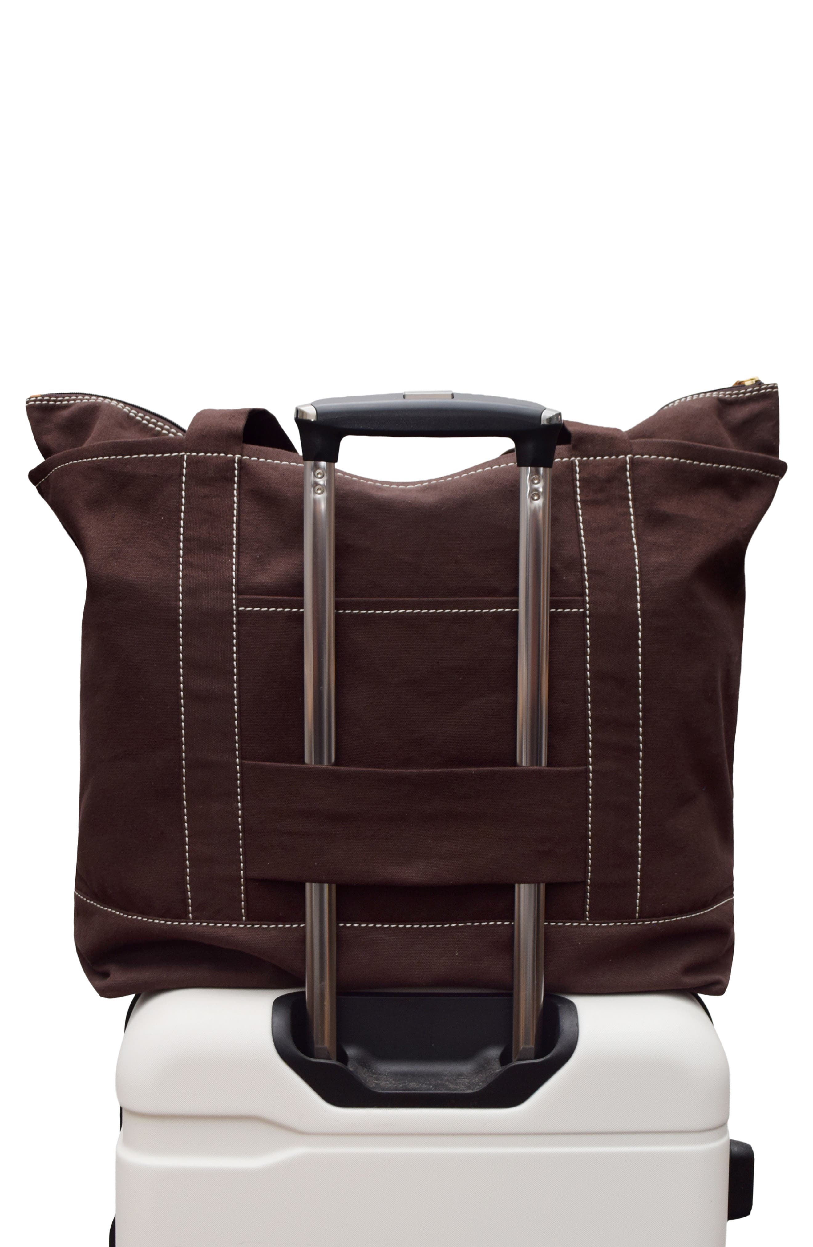 Kylee Contrast Stitched Canvas Travel Tote, Alternate, color, JAVA