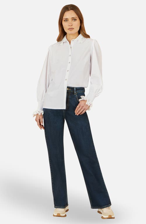 Yumi Lace Trim Shirt In White