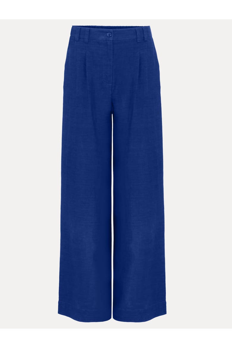 Lottie Wide Leg Linen Trousers, Alternate, color, Cobalt