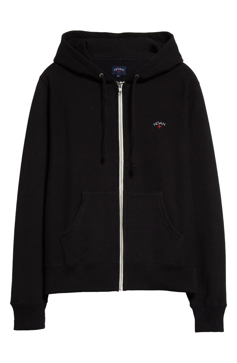 Noah Lightweight Cotton Zip Hoodie, Alternate, color, Black