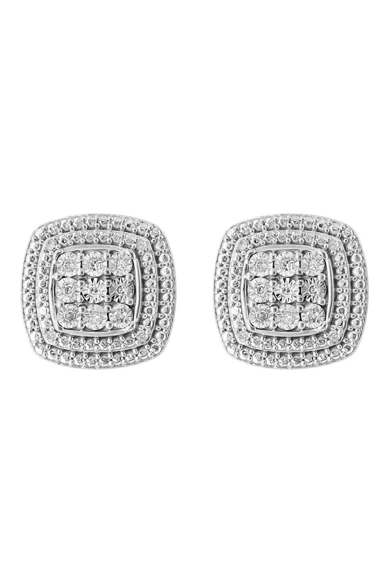 Diamond Cushion Stud Earrings, Alternate, color, SILVER