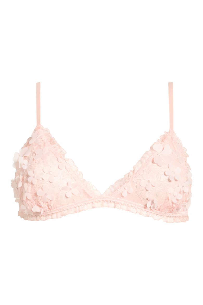 Save the Date Floral Appliqué Triangle Bralette, Alternate, color, FLAMINGO FLAMENCO