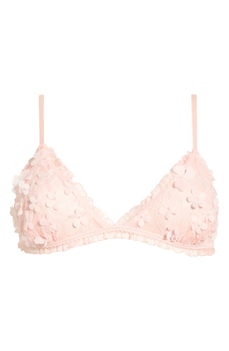 Free People Save the Date Floral Appliqué Triangle Bralette, Alternate, color, Flamingo Flamenco